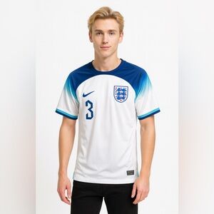 2022 England Luke Shaw Jersey Size Medium Color White Blue